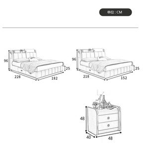 Ailichen phòng ngủ chính 1.8m 1.5m đôi da GiườNg Lưu trữ Tatami giường + Nệm cao su 1.5*2.0 khung giường - Product Image 6
