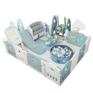Box per Bambini Pieghevole in Plastica con Scivolo, Altalena e Piscina di Palline, Parco <span class=keywords><strong>Giochi</strong></span> Domestico per Uso Domestico e Scolastico - Product Image 1