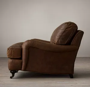 Silla de Cuero Clásica Belga con Brazos Enrollados de Inspiración Europea Sassanid - Product Image 3
