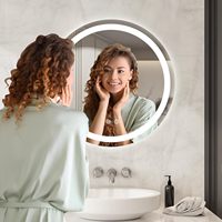 Miroir de maquillage LED rond moderne avec capteur anti-buée et interrupteur tactile pour salles de bain, salons, appartements, gymnases, hôtels