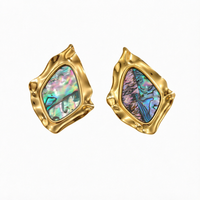 Boucles d'oreilles clous Gaovo Niche Premium en coquille d'ormeau géométrique irrégulière, en acier inoxydable résistant au ternissement, bijoux de mode pour femmes
