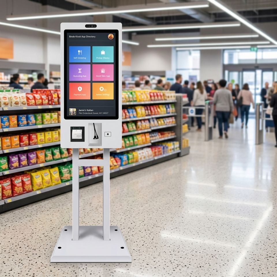 Vertical Self-service Terminal with Integrated Barcode Scanning and ...