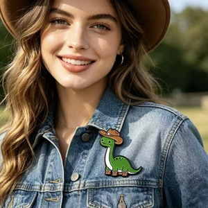 Épinglette en émail dinosaure cowboy mignon, broche amusante dinosaure <span class=keywords><strong>western</strong></span>, cadeau animal kawaii pour sacs à dos - Product Image 3