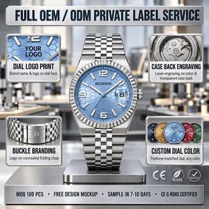 OEM Luxury Men's Sport <b>Automatic</b> Watch Sapphire Crystal 40mm Dial Hybrid Ceramic Bezel Black White Analog Miyota Water Resistant - Product Image 3