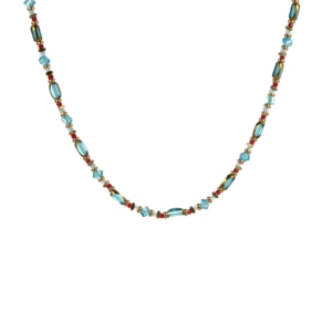 Collana in Lega di Vetro TANGPEI, Catena Placcata Argento e Oro, Regalo di Tendenza, Nappe Blu <span class=keywords><strong>Mare</strong></span> e Rosso Sanguigno, Perline Blu - Product Image 6
