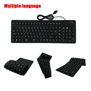 لوحة مفاتيح صغيرة متنقلة سلكية فائقة النحافة من السيليكون قابلة للطي لوحة مفاتيح قابلة للطي لوحة مفاتيح لغات مخصصة