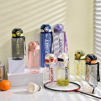 Bouteille d'eau portable transparente personnalisable sans BPA, écologique, avec couvercle à rabat et corde, petite taille, pour usage extérieur