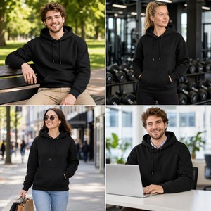 Sweat-shirt unisexe en polaire épais brodé, uni, avec logo personnalisé, pull décontracté à manches longues avec poche, vêtement de sport pour l'hiver - Product Image 6