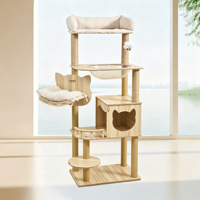 Plateforme de jeu pour animaux de compagnie en bois, gain de place, intégrant une maison pour chat, une capsule spatiale, un griffoir, un arbre à chat et une tour pour chat