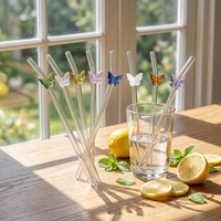 Nouvel arrivage : Pailles en verre réutilisables de 7,9 pouces, mignonnes, courbées, en forme de fleur