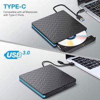 Unidad óptica externa de grabadora de CD DVD +/-RW portátil USB 3,0 y tipo C para computadora portátil, PC, escritorio, MacBook,iMac Unidad de DVD externa
