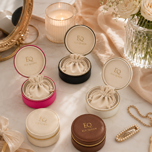 Portable Round PU Leather Jewelry Box with Built-in Microfiber Pouch Travel Jewelry Organizer Case 10x10x4.5cm - Product Image 1