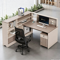 Ensemble bureau et chaise DIY avec poste de travail à panneau perforé, mobilier de bureau moderne et minimaliste pour quatre employés