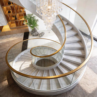 Escalier en spirale incurvé en verre trempé laminé, design personnalisé, pour l'intérieur, en métal et verre, forme ronde, escalier flottant