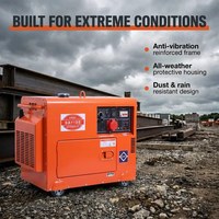 Générateur diesel portable silencieux de 5,5 kW, générateur diesel refroidi par air de 5,5 kVA avec roues pour la maison et les chantiers