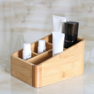 Bamboo Storage <b>Box</b> Rectangular Multi Compartment Desktop Organizer For Bathroom Cosmetics <b>Makeup</b> Storage - Product Image 1