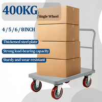 Roda Putar Industri Tugas Berat Phenolic Double Bearing, Beban 400kg, Roda PU 4 5 6 8 Inch, Caster Putar untuk Troli