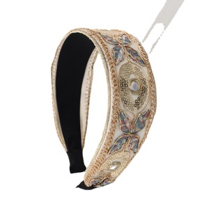 Serre-tête élégant papillon à sequins, large, brodé, pour femme, idéal pour les fêtes, en tissu, fait main, origine Yiwu - Product Image 5