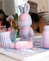Populaire blanc 23cm fluide lapin jouet enfants créatif Graffiti cadeau inachevé fluide ours lapin Figurines avec tirelire