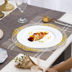 Fancy <strong>Plastic</strong> Plates White <strong>Tray</strong> Round Dishes With Patterns <strong>Plastic</strong> Plate for <strong>Dessert</strong> Decorative Dining Plate for Table Setting - Product Image 5