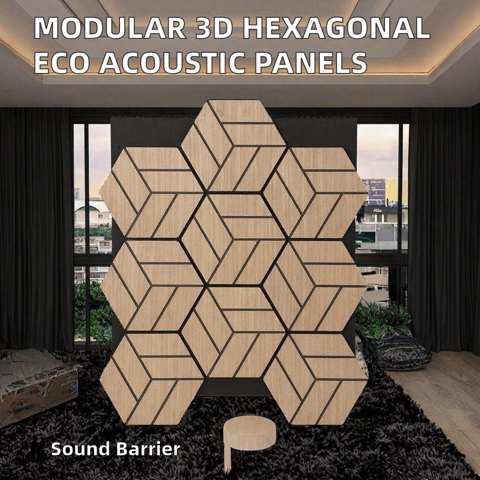 Hexagonal Wooden Acoustic Panel 3D Visual Sound Absorbing Wall Decor ...