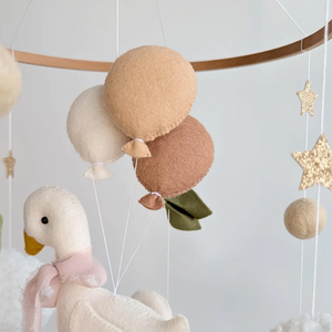 <strong>Classic</strong> Neutral Baby Shower Gift Eco-friendly <strong>Crib</strong> Hanging Toy Duck Goose Felt Cloud Infant Nursery Mobile for Boys Girls - Product Image 2