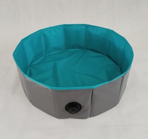 <span class=keywords><strong>Piscine</strong></span> pliante pour chiens et enfants en PVC gris et vert durable 60x20cm - Product Image 2