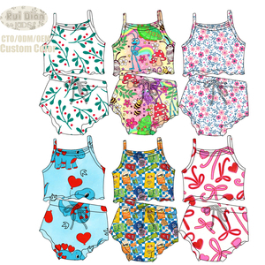 Ensemble gilet sans manches et <span class=keywords><strong>short</strong></span> pour petite fille, motif imprimé personnalisé, en soie de lait, vêtements pour enfants, ensemble 2 pièces pour filles - Product Image 2