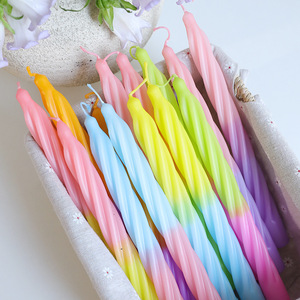 Độc Đáo Cầu Vồng Loạt Đôi Màu Nến Threaded Dễ Thương Dropless Không Khói Taper Nến Cho Bữa Tiệc Sinh Nhật Kỳ Nghỉ Đám Cưới - Product Image 3