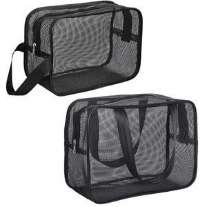 Sac de Douche en Maille avec Fermeture Éclair, Sac Fourre-Tout, Rangement Cosmétique, Multifonctionnel, Grande Capacité, Portable pour Organisateur - Product Image 1