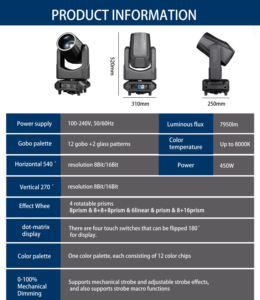 Projecteur Lyre Beam 380W Prism King 18R Sharpy Beam, idéal pour les soirées, les discothèques et l'éclairage DJ - Product Image 3