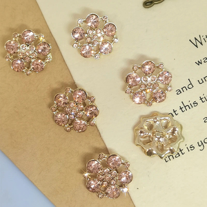 Botones de Metal de flor de diamantes de imitación rosa dorado para ropa, botón de decoración de moda de diamante brillante grande de lujo para abrigo de mujer - Product Image 3