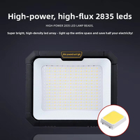 Lampe LED solaire IP66 en ABS, portable, rechargeable par USB, projecteur, lampe de camping en ABS, éclairage LED pour les urgences domestiques et l'éclairage de rue