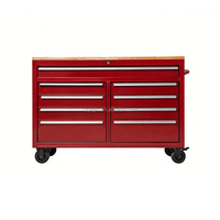 Banc de travail industriel en acier robuste de 52 pouces avec tiroirs, poste de travail mobile pour atelier d'usine, plan de travail en bois de caoutchouc