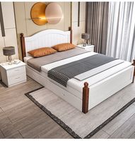 Ensemble de lit moderne simple de style européen pour la chambre principale Lit en bois massif avec fonction de rangement