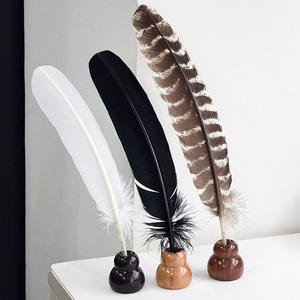 <span class=keywords><strong>Stylo</strong></span> à <span class=keywords><strong>plume</strong></span> en plumes de dinde naturelles, fait main, vintage, personnalisé - Product Image 2