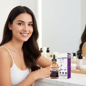 Gocce di <span class=keywords><strong>Biotina</strong></span> Liquida Vegana al Gusto Naturale di Vaniglia per Capelli, Pelle e Unghie Sani, Flacone da 30ml per Adulti - Product Image 4