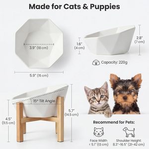 Comedero elevado de cerámica para gatos con soporte de bambú, tazón elevado para gatos de interior y perros pequeños - Product Image 2