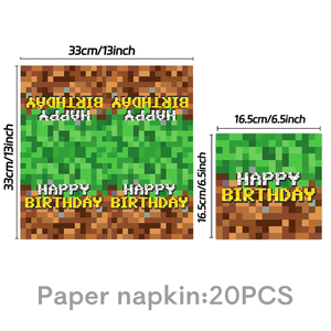 Juego de vajilla con diseño pixelado de bloques de césped, de grado alimentario y ecológico, para niños, juegos, cumpleaños - Product Image 2