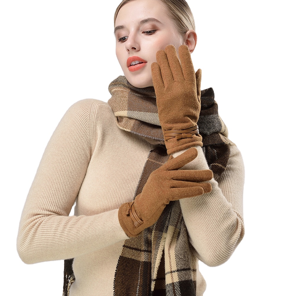 Winter Cut&sewn Soft Wool Knitted Gloves for Women