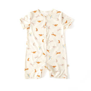 Nouveau-né surdimensionné fille garçon vache dinosaure t-shirt haute qualité personnalisé bambou Spandex à manches courtes bambou bulle bébé barboteuse - Product Image 3