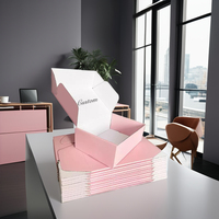Boîtes postales d'expédition en carton ondulé rose clair avec logo personnalisé pour petites entreprises emballage de sous-vêtements