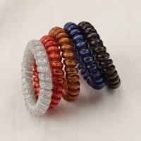 Ensemble de 5 pièces de pinces de cheveux colorés pour femmes, cordon de téléphone élastique en spirale, sans pli, attaches de téléphone assorties