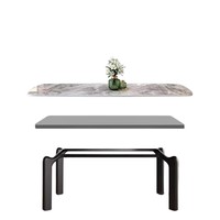 Ensemble de table à manger rectangulaire moderne en pierre frittée avec chaises en PU, meubles pour salle à manger à domicile, pour appartement