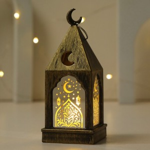 Nueva Lámpara Marroquí Dorada con Diseño de Luna y Estrella, Portavelas Árabe para Decoración de Mesa en Ramadán y Festividades - Product Image 3