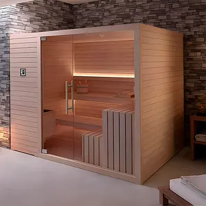 Kapalı ahşap geleneksel kızılötesi 2 kişi Yoga Sauna odası