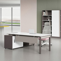 Bureau de direction de haute qualité en forme de L avec armoire latérale pour mobilier de bureau