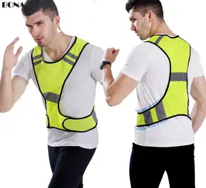 Hi vis gece koşu koşu bisiklet yürüyüş motosiklet cep ile yansıtıcı güvenlik yelek ve ayarlanabilir askı