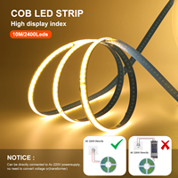 AC220V 110V Éclairage Extérieur 240leds Flexible COB Led Bande Lumineuse Avec Adhésif 10cm Par Coupe Étanche IP20 10m Rouleau Cob Lumière