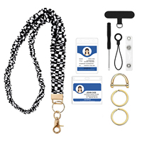 Scrunchie Lanyard voor docenten met ID-badgehouder en accessoireset, blauwe vergeet-mij-nietje bloemenprint